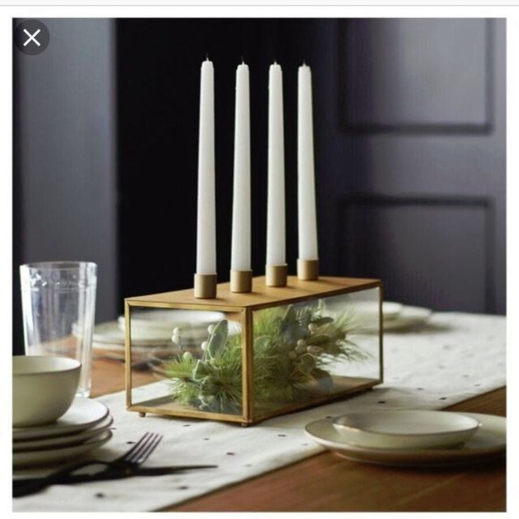 Hearth & Hand Glass and Brass Taper Candle Holder - Picture 2 of 4